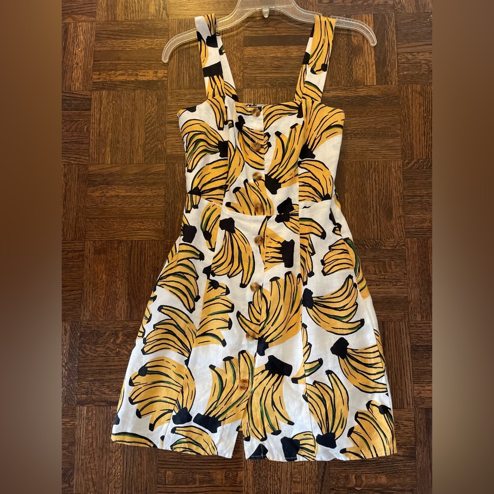 Farm Rio Linen Mini Dress in banana print